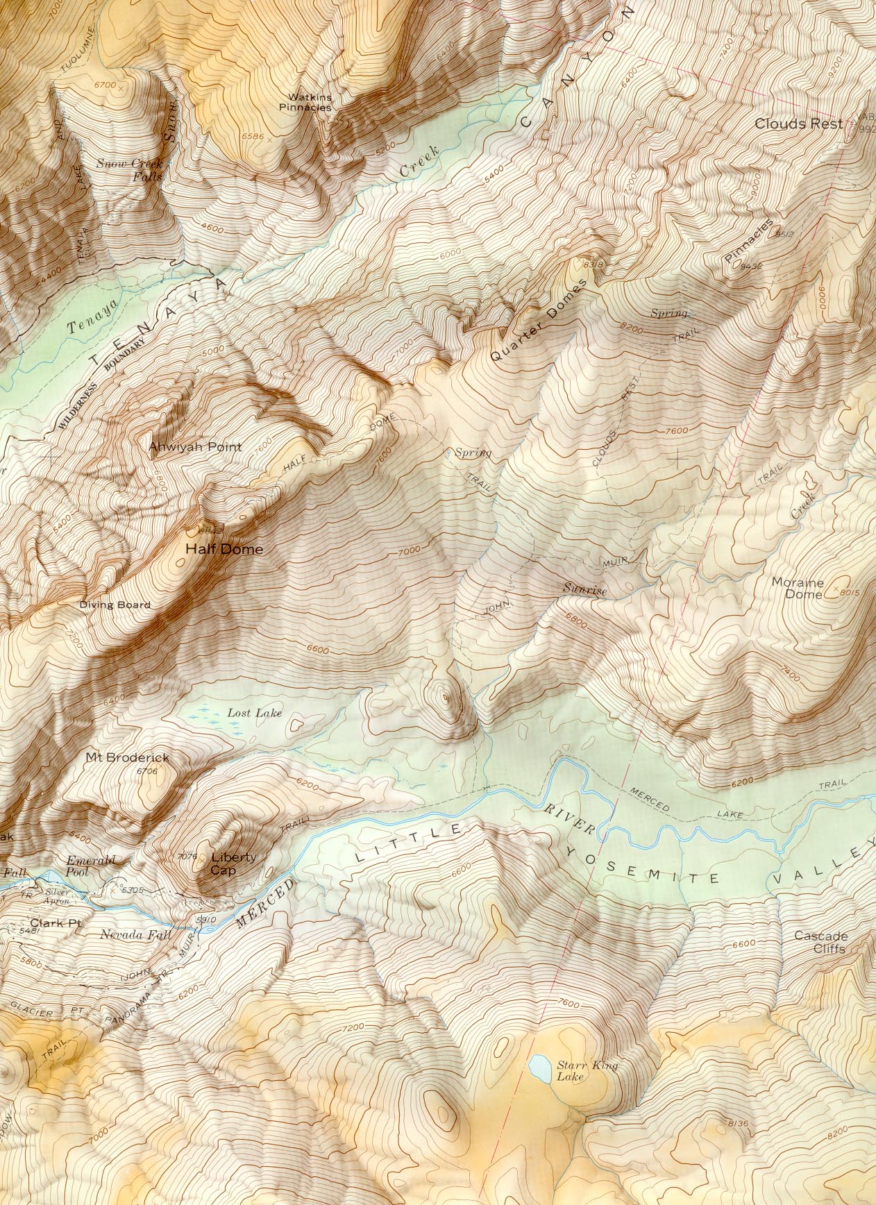 Yosemite Valley Topo Map Far East Section